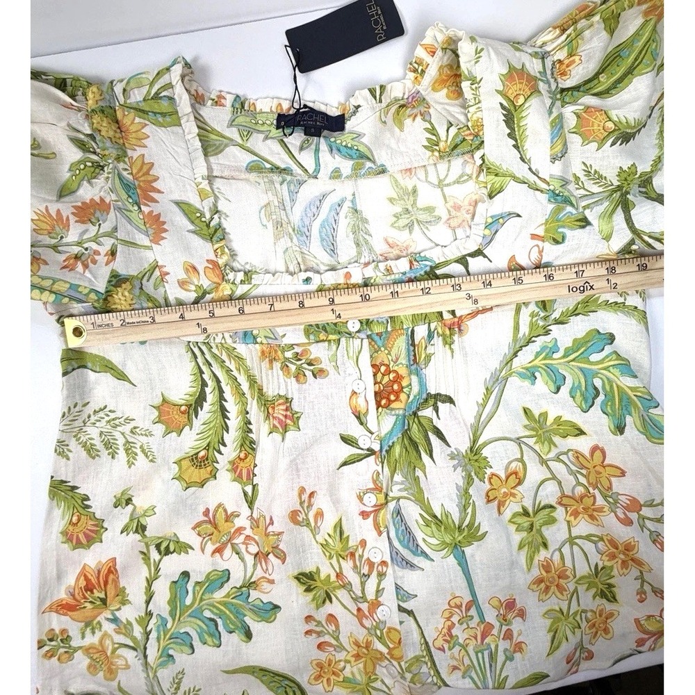 Rachel Roy Floral Button Up Blouse Top Womens Small Pretty Print Square Neck - Picture 4 of 11